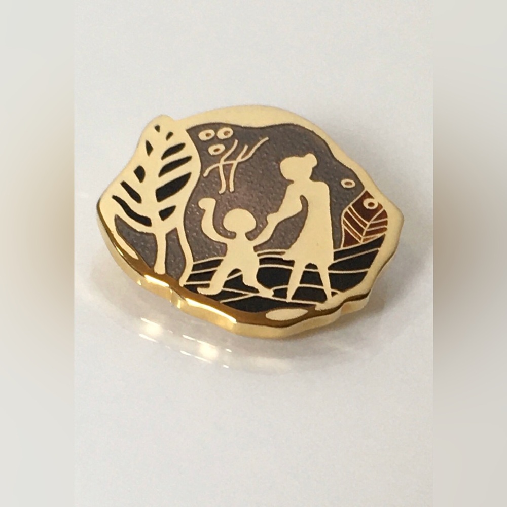 Vintage Enamel de Passille Sylvestre Brooch Pin Mother / Woman & Child